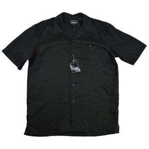 PRONTI PHITA 100% Linen Shirt Size XXL Black Short Sleeve Button-Up NWT